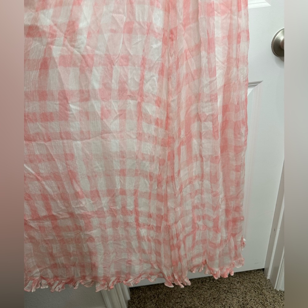 Free People Dorothy Gayle Maxi Dress in pink & white checkered Sz Medium - Picture 7 of 15